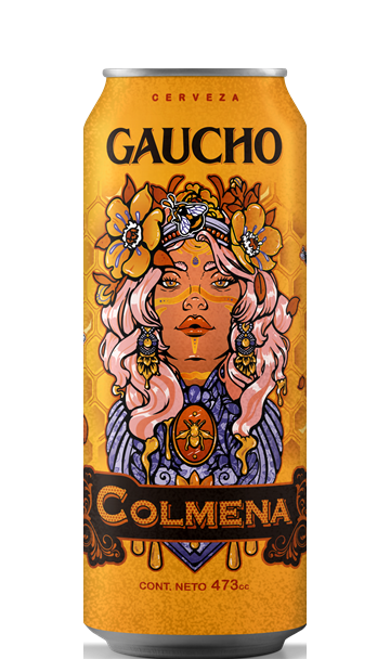 Lata de Cerveza GAUCHO Colmena, cerveza con miel de 473 cc