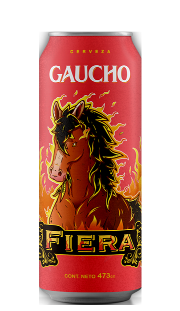 Lata de Cerveza GAUCHO Fiera, Scottish Ale argentina de 473 cc